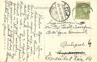 1910 Zsombolya, Hatzfeld, Jimbolia; Muschong palota, Kereskedelmi és Iparbank, Funk György üzlete. W...