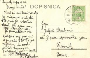 1908 Zagreb, Zágráb; Jelacicev trg / market with vendors, folklore