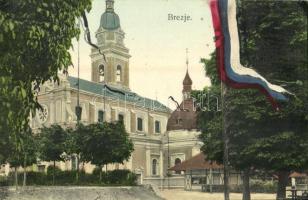 Brezje, Bresiach; Basilica. Slovenian flag (EK)