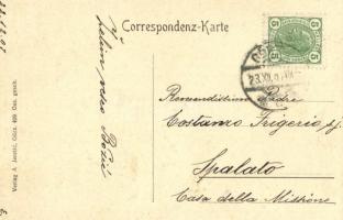 1907 Gorizia, Görz, Gorica; Piazza Grande mit Kastell / Fröhliche Weihnachten / square, monument, ca...