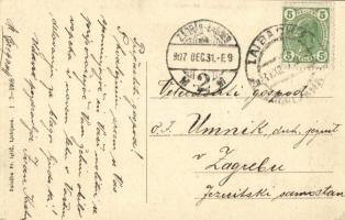 1907 Ljubljana, Laibach; Art Nouveau floral greeting (EK)