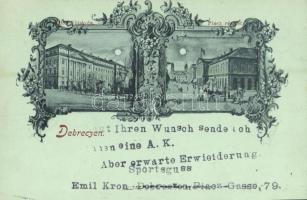 1899 (Vorläufer!) Debrecen, Református főiskola, Piac, este. Art Nouveau, floral