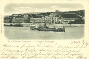 1898 (Vorläufer!) Budapest II. Szent Lukács és Császár fürdők, gőzhajó