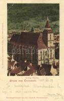 1900 Brassó, Kronstadt, Brasov; Evangélikus templom. H. Zeidner és Jos. Drotleff kiadása / church