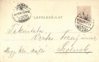 1899 (Vorläufer!) Pozsony, Pressburg, Bratislava; Pozsonyi Helyi Iparkiállítás, zászlók, zenekari pr...