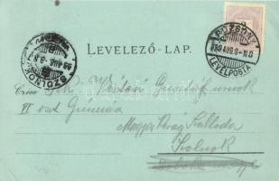 1899 (Vorläufer!) Pozsony, Pressburg, Bratislava; színház, vasúti híd, Zerge hegyemlék szobor, este ...