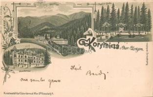 1899 Koritnyica, Korytnica; Zsófia forrás, Új gyógyház Hygiea / spring, spa. Schwidernoch Károly Art Nouveau, floral, litho