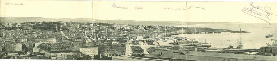 1898 (Vorläufer) Trieste. 3-tiled folding panoramacard