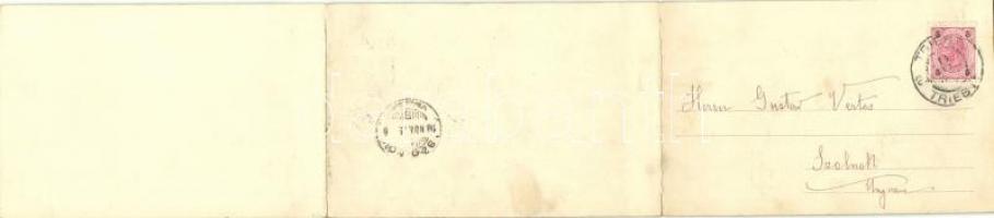 1898 (Vorläufer) Trieste. 3-tiled folding panoramacard