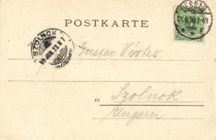 1899 Dessau, Kaiser Wilhelm Denkmal, Herzogl. Hoftheater, Erbprinzliches Palais / monument, theatre,...