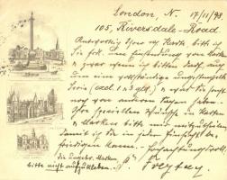 1898 London, Trafalgar Square, Law Courts, Horse Guards. small sized postcard (11,5 cm x 9 cm)