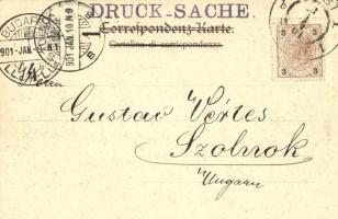 1901 Trieste, Trieszt; Via del orologio / street with tram