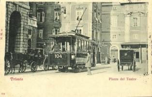 1901 Trieste, Trieszt; Piazza del Teatro / square with tram (EB)