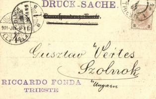 1901 Trieste, Trieszt; Piazza del Teatro / square with tram (EB)