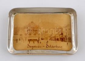 cca 1900 Levélnehezék Segesvár korabeli fotójával / Letter weight with photo of Schässburg 10x7,5 cm