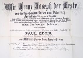 1907 Éder Pál (1849-1916) a soproni cs. és kir. báró Salis-Soglio Gyalogezred főhadnagya részére a F...