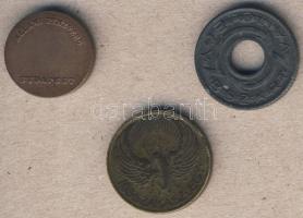 1930-40-es évek 2db klf "BSZKRT" zseton + 1db "Pest-Buda-Pénzverő" zseton T:2