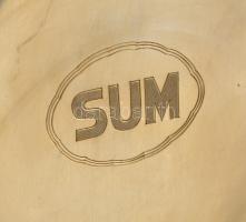 Alpakka fedeles ólomkristály doboz, jelzett (SUM), apró csorbákkal, d:23,5 cm m:8 cm