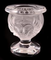 cca 1970 Lalique 'Tete de Lion'  kristály dohányzó szett ( 5 db), formába öntött, maratott...