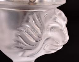 cca 1970 Lalique 'Tete de Lion'  kristály dohányzó szett ( 5 db), formába öntött, maratott...