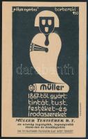 1930 Müller Testvérek tinta, tus- és festékgyárának reklámos számolócédulája, Borbereki Kovács Zoltán grafikája, modernista stílusban