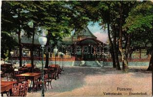 Pozsony, Pressburg, Bratislava; Vaskutacska, étterem, kert. Pressburgers Bediene dich allein / Eisenbrünnel (Eisenbründl) / Zelezná Studénka / spa, restaurant, garden