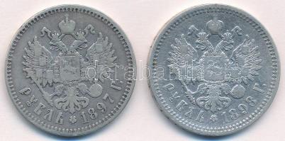 Orosz Birodalom 1897. 1R Ag "II. Miklós" + 1898. 1R Ag "II. Miklós" T:3 ph. kis ...