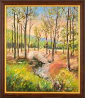 Orvos András (1939-): Börzsöny. Olaj, farost, jelzett, keretben, 60×50 cm