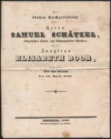 1820-1839 Sopron, 3 db menyegzőre írt versike, Schätzer Sámuel-Boór Erzsébet, Boór Sámuel-Förster Éva Mária. Ödenburg(Sopron), Katharina von Kultschar-Sießischen Erben-ny., 2+2sztl. lev.+7 p.