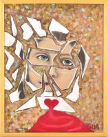 Balog Marianna (1967-): Összetörve. Olaj, vászon, jelzett, keretben, 40×30 cm