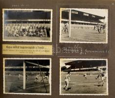 1938-1942 A Hangya Fogyasztási Szövetkezet NB III - NB II. csapatának 1938-1942 közötti focimeccseiről összeállított fotóalbum, 102 (döntően meccs közbeni) fotóval, a meccsekről beszámoló újságcikkekkel