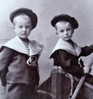 1930 Art deco stílusú hadihajós asztali dísz fényképtartó fényképpel, jó állapotban, 29×13 cm