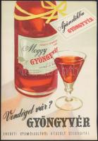 cca 1960 Gyöngyvér likőr, reprint reklámlap