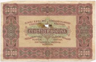 1923. 50.000K "Orell Füssli" piros sor- és sorozatszám T:III- lyuk 
Hungary 1923. 50.000 ...