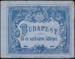 cca 1905 Budapest fő és székváros látképei, leporelló album 18 db rajzos látképpel, Bettelheim Miksa és Társa, kissé kopott papírkötésben