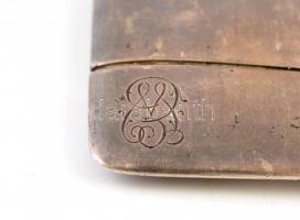 Ezüst(Ag) monogramos névjegykártyatartó, jelzett, 8,5×4,5 cm, nettó: 58,6 g