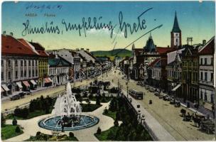 1918 Kassa, Kosice; Fő utca, üzletek, villamos / main street, shops, tram (Rb)