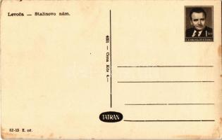 Lőcse, Levoca; Stalinovo nám. / Sztálin tér, Városháza, templom, kerékpáros / square, town hall, chu...