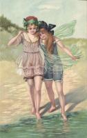 Bathing girls Litho
