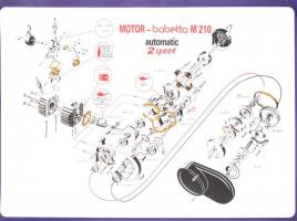 Babetta M210 motor összeszerelési rajza, 59×84 cm