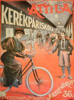 Attila kerékpáriskola - készült a MAHIR gondozásában, 100+1 éves a magyar plakát, szakadásokkal, 123×90 cm