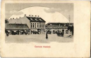 1911 Makó, Fő tér, Kiss Józsefné és fia, Holtzer S. és fia, Kádár és Társa üzlete