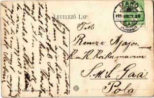 1911 Makó, Fő tér, Kiss Józsefné és fia, Holtzer S. és fia, Kádár és Társa üzlete