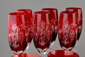 Hatalmas kristály pohár készlet, csiszoltak, jelzés nélkül, összesen: 42 db