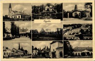 Ógyalla, Ó-Gyalla, Stara Dala, Hurbanovo; mozaiklap, rajta kastély, templom, csillagvizsgáló, stb. / multi-view postcard with castle, church, observatory, etc. (EK)