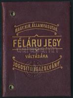 1903 Magyar Királyi Államvasutak félárú jegy váltására jogosító fényképes igazolvány