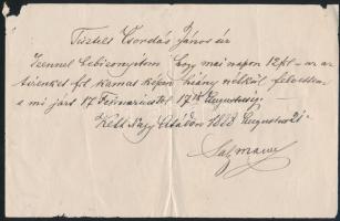 1888 Nagyatád: elismervény és nyugtatvány