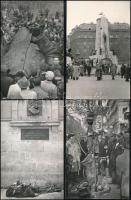 1956-os fotók: utcai jelenetek, szobordöntés, a Szabad Nép előtt, stb., 22 db későbbi előhívás, 9×14 cm
