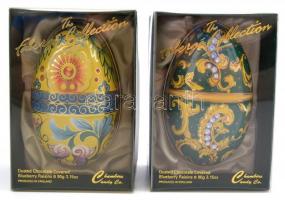 Fabergé stílusú modern fém tojás dobozok (6db), csoki nélkül, eredeti dobozában, 10×6,5 cm (6×)