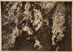 cca 1910 Királykő-hegység, felmászás a keleti oldalon, Erdélyi Mór felvétele, hátulján feliratozva, 11,5×16 cm /  cca 1910 Munţii Piatra Craiului, photograph taken by Mór Erdélyi, with notes on its back, 11,5×16 cm